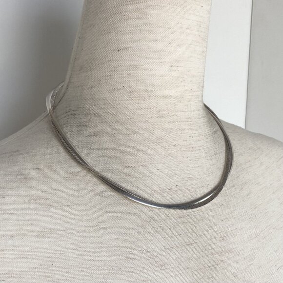 Dyadema Sterling Silver Double Strand Reversible Twisted Omega Chain Necklace - Picture 7 of 16